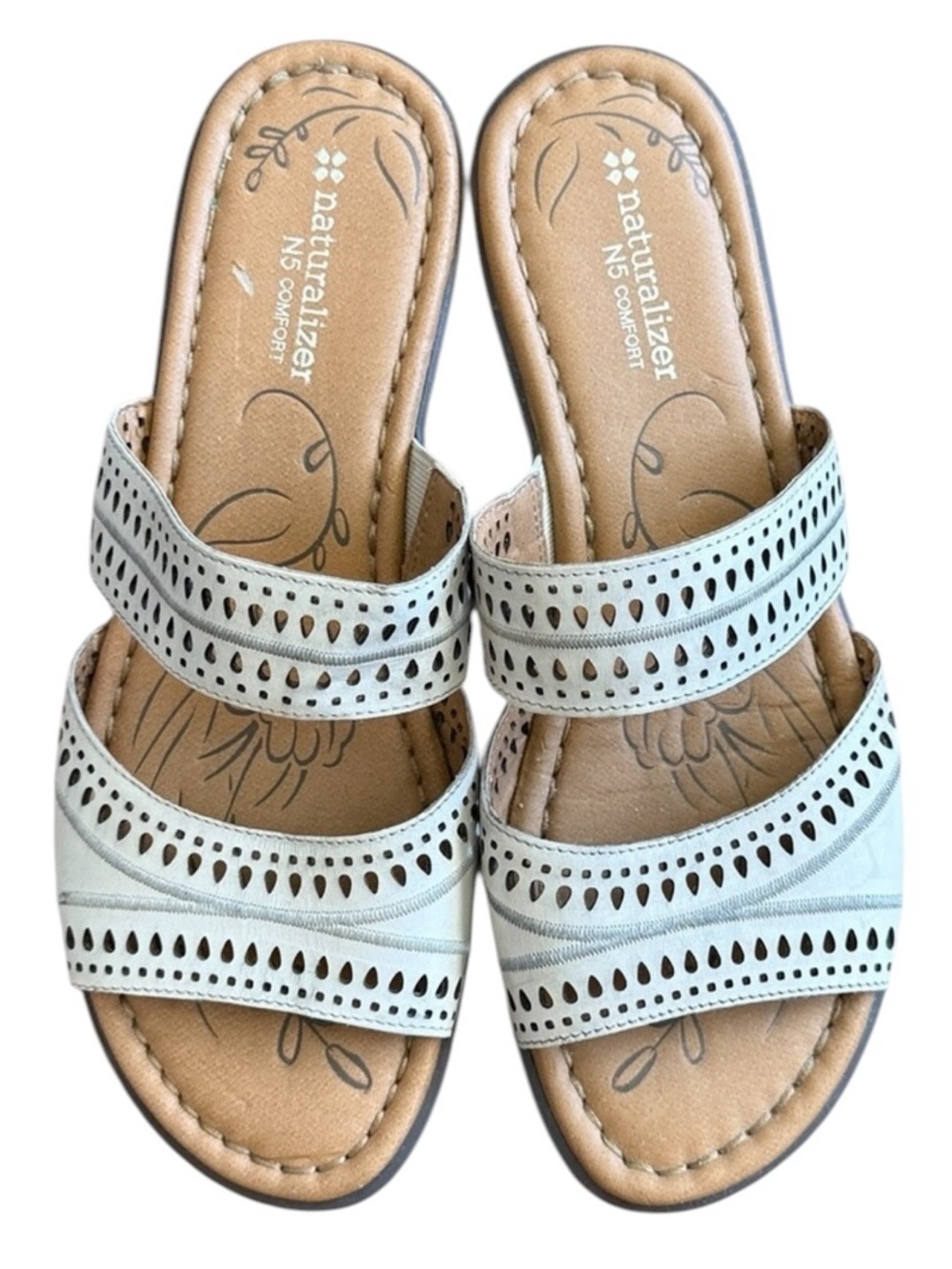 Naturalizer Jenaya Leather Slide Sandals 10W Wide Leather Comfort Walking New